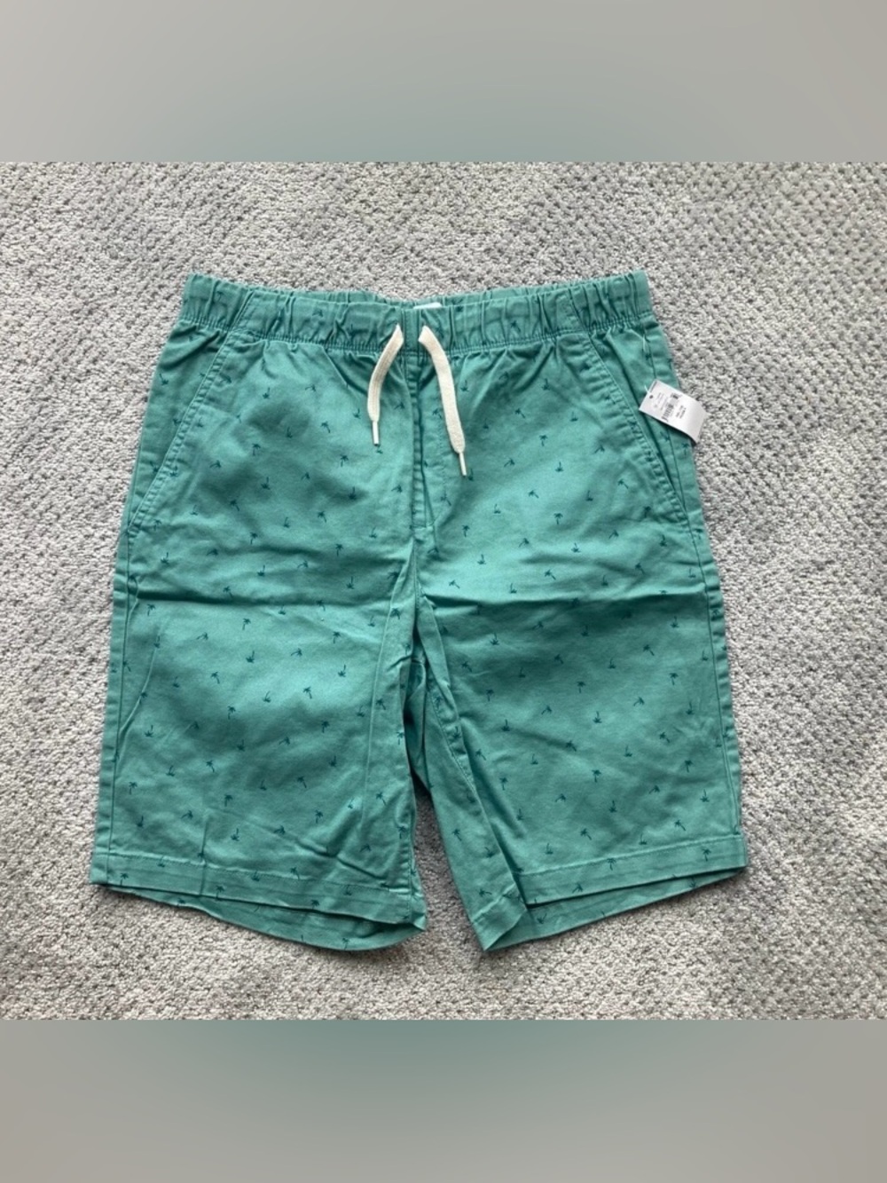 Old Navy Teal Green Palm-Print Drawstring Shorts